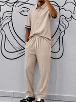 Ensemble Homme 2 Pièces Décontracté 2 – Chemise à Manches Courtes et Pantalon à Cordon